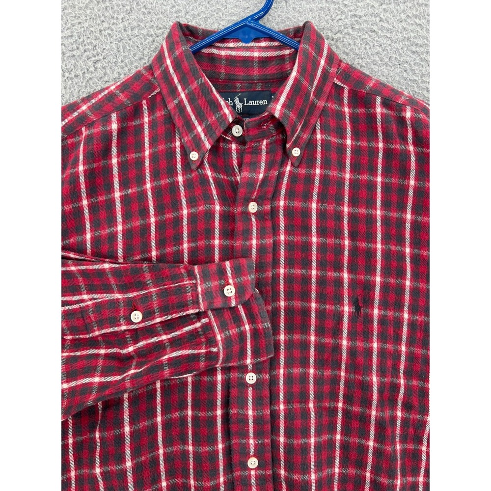 Polo Ralph Lauren Blaire Button Down Flannel Shirt Men's Medium Windowpane Plaid